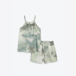 Girls summer bundle matching set - Bixby Nomad/Runway - YL - blue/gray tye dye